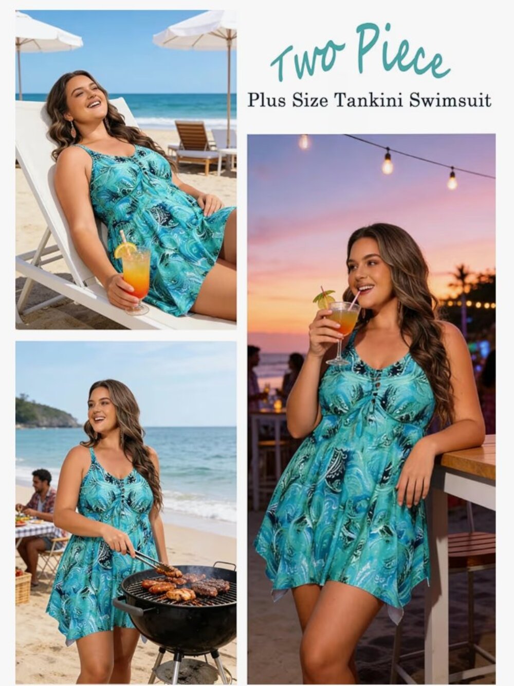 Nieyook Women's Tankini 2 piece Swimsuit NWT 16W